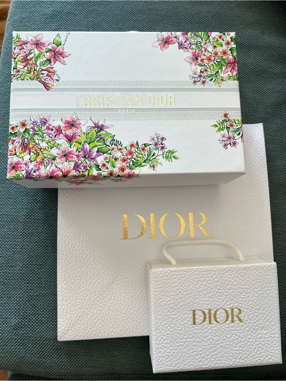 Dior Floral Gift Box and Branded Bags - White with Multicolor Flowers